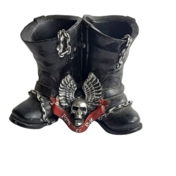 2015 DWK Moto Boot Skelton Born To Ride Salt & Pepper Holder - Picture 1 of 6